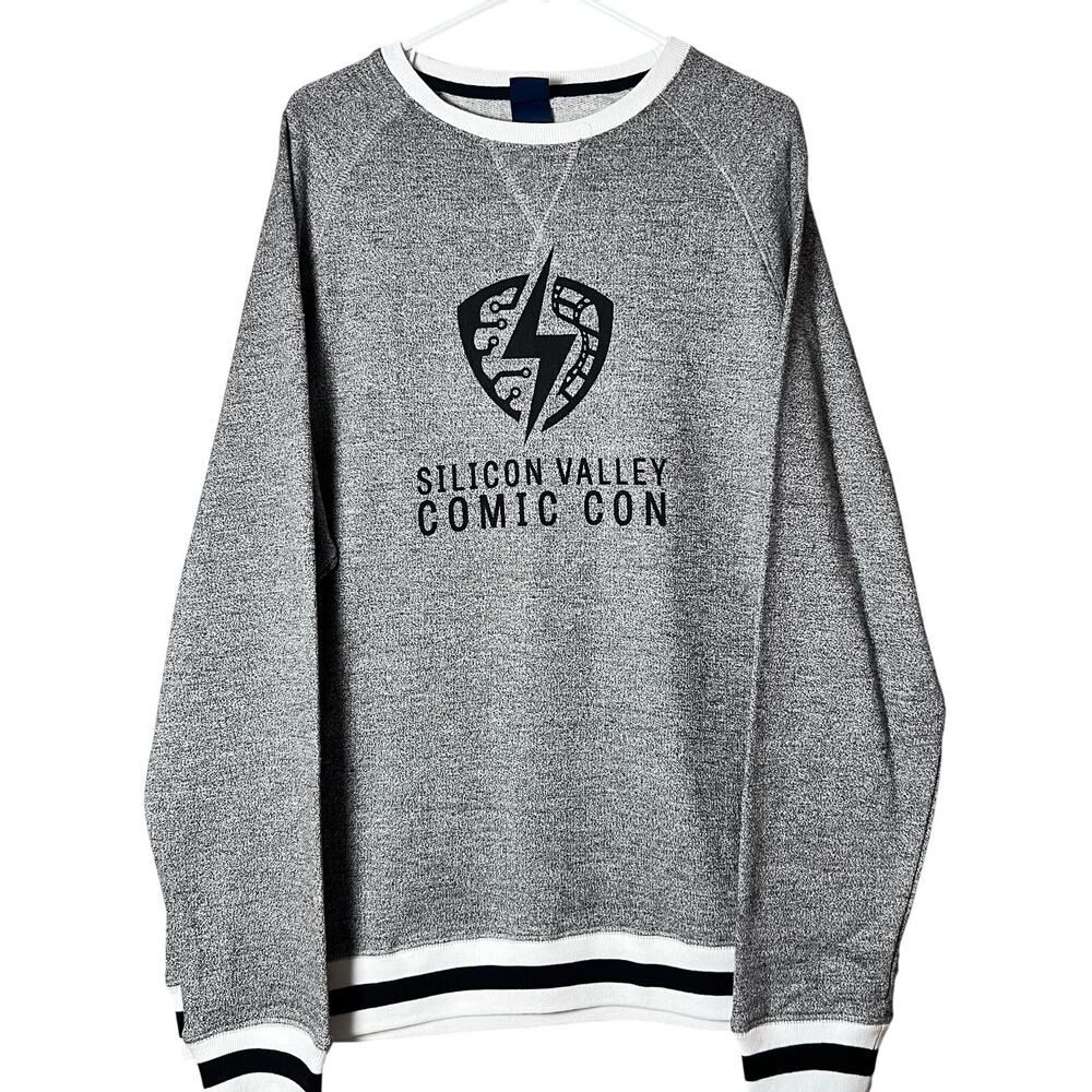 J America XXL Silicon Valley Comic Con Crewneck Sweatshirt Gray Raglan Unisex